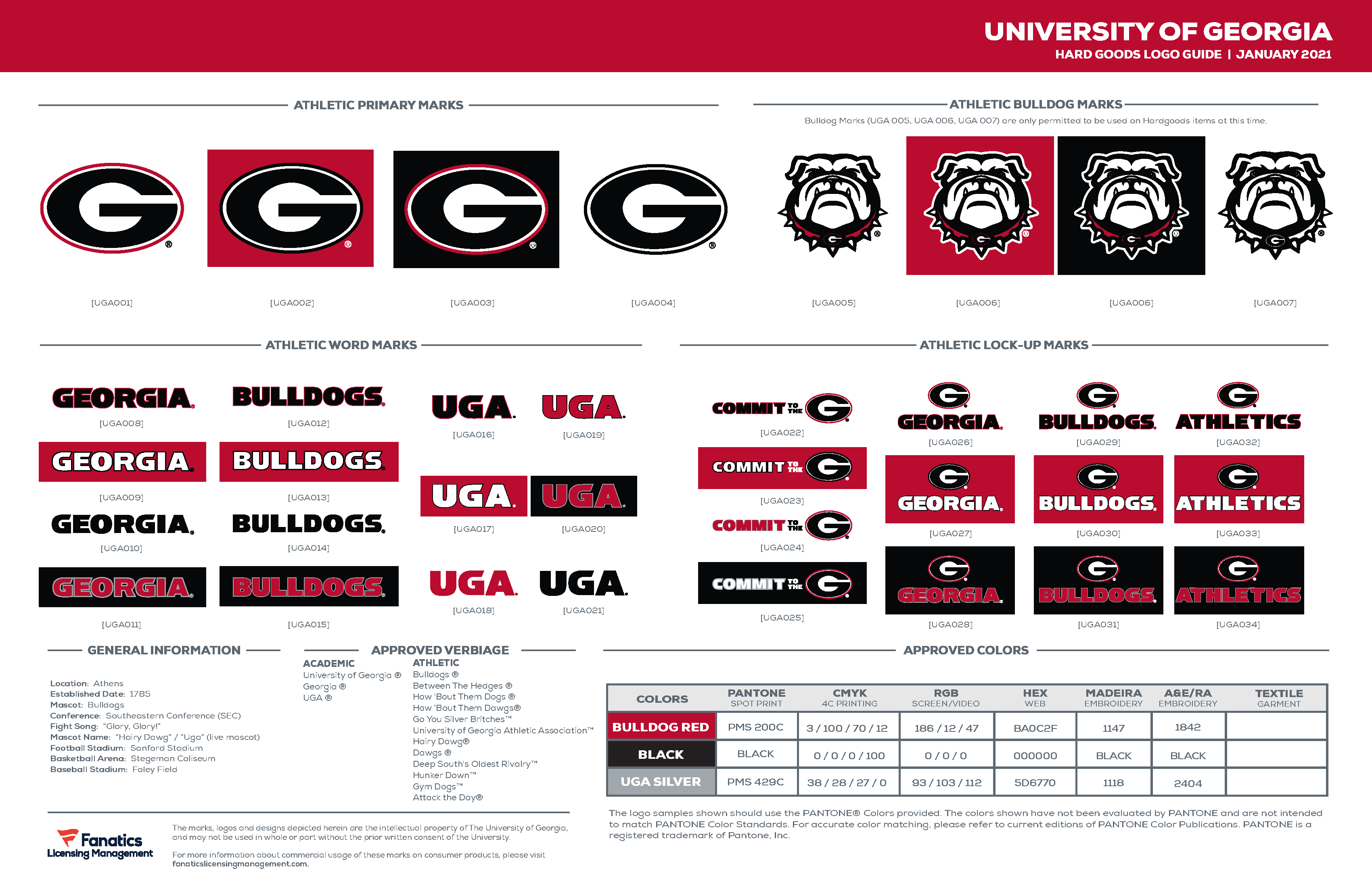 The University of Georgia Hard Goods Logo Guide page 1
