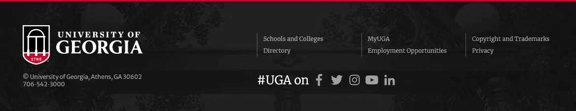 UGA global footer screenshot